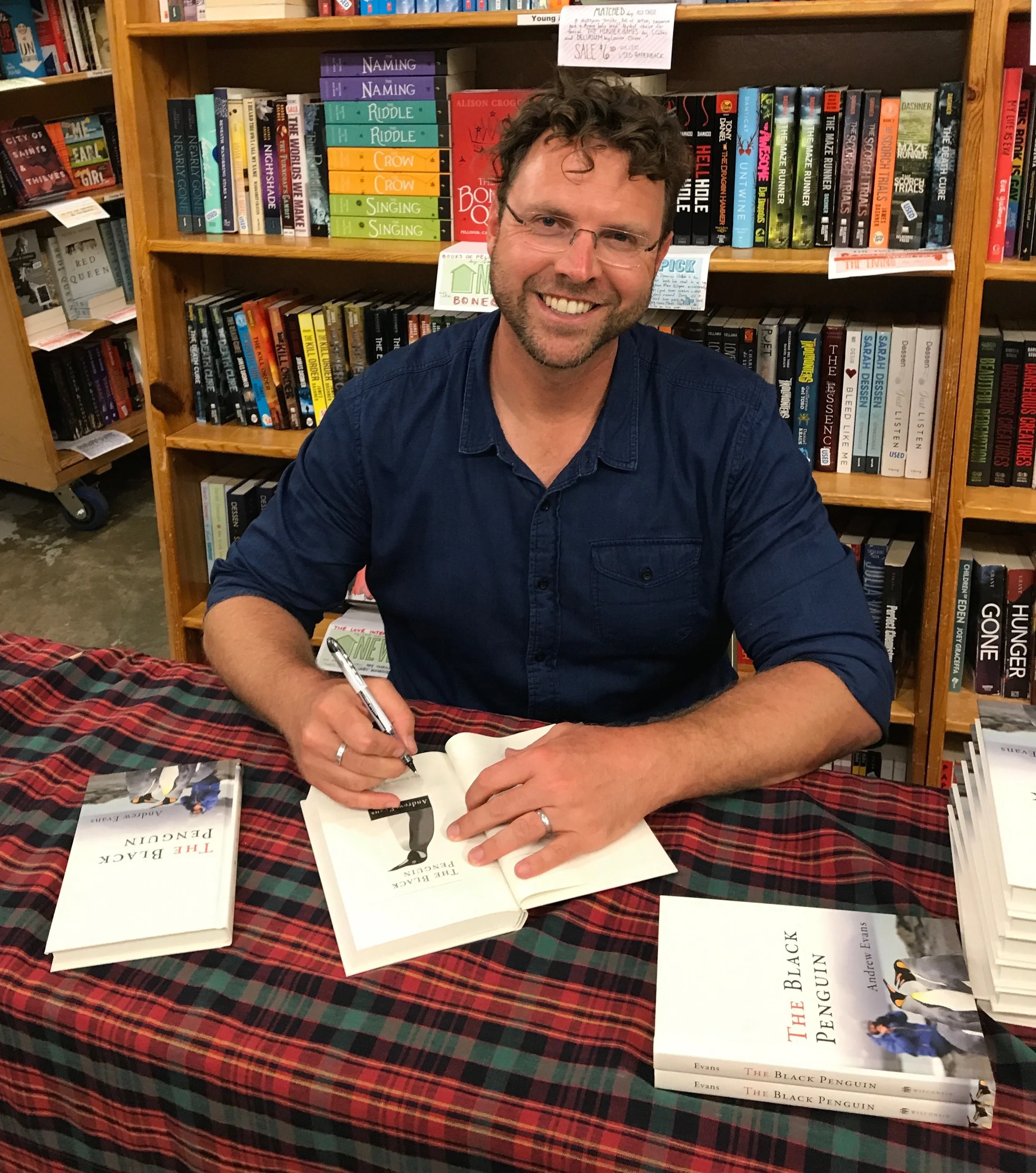 Signing books at Powell’s Bookstore in Portland, Oregon.