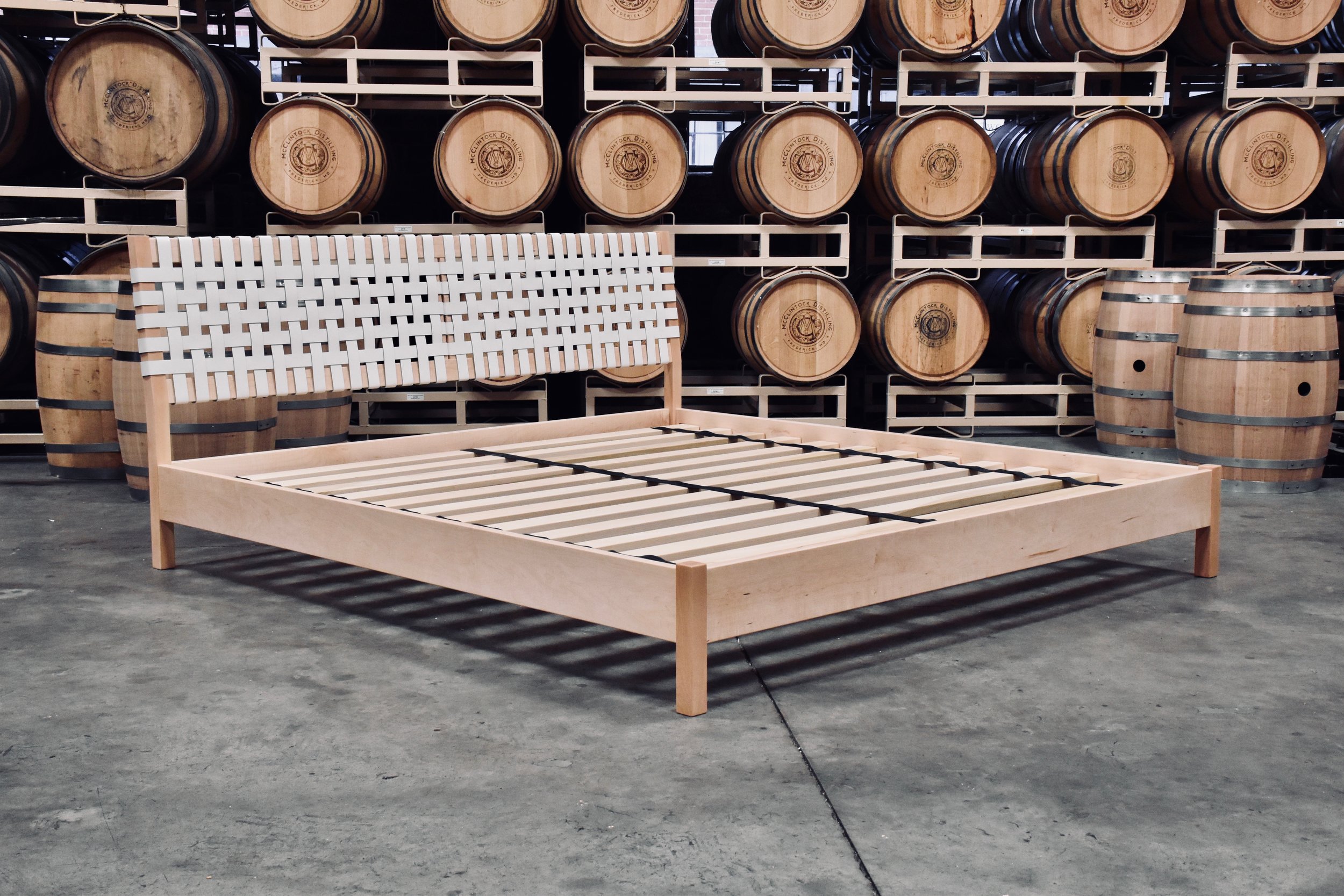 King, in hard maple with white leather.