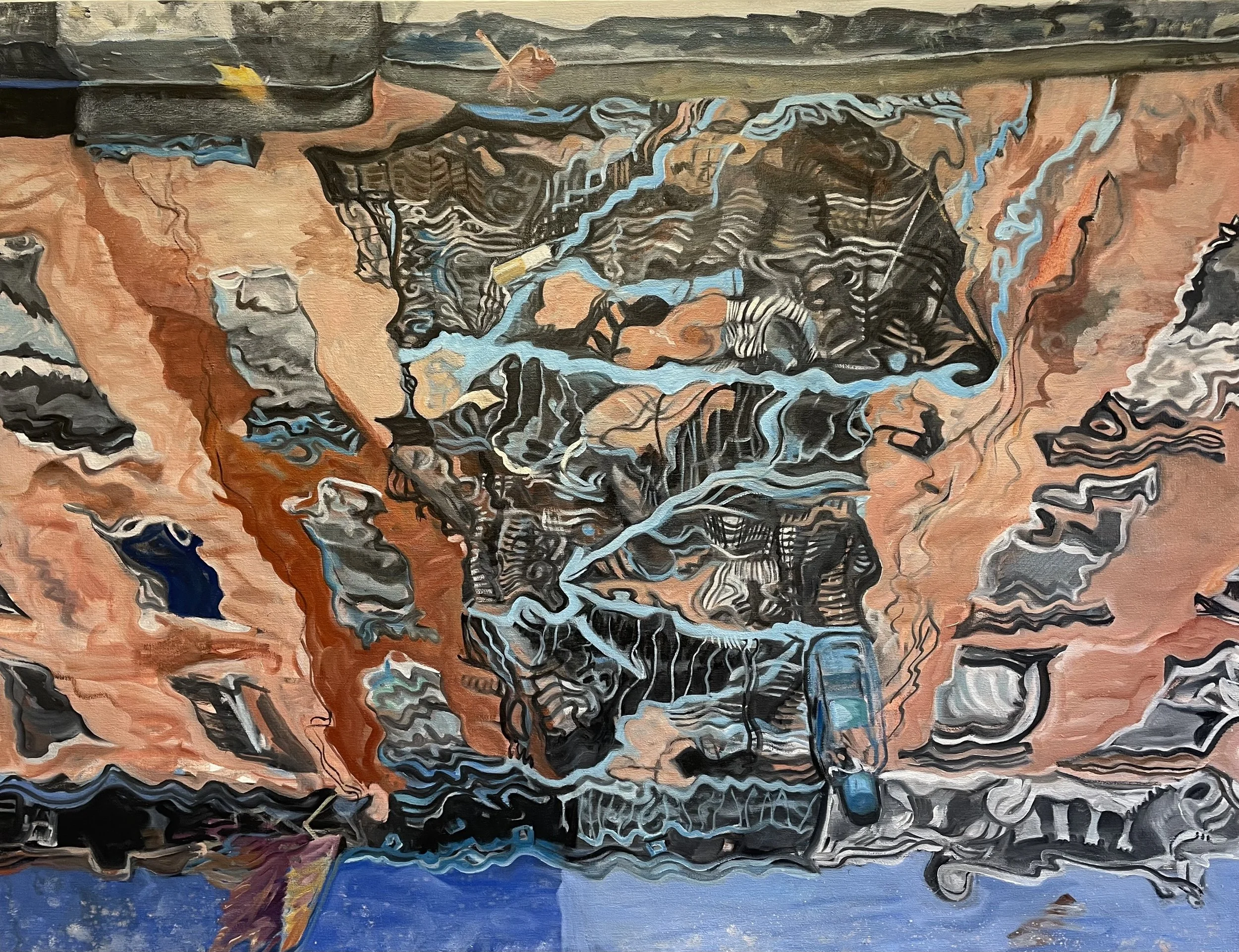 Wobbly Fire Escape, oil on Canvas, 36 x 48, 2026