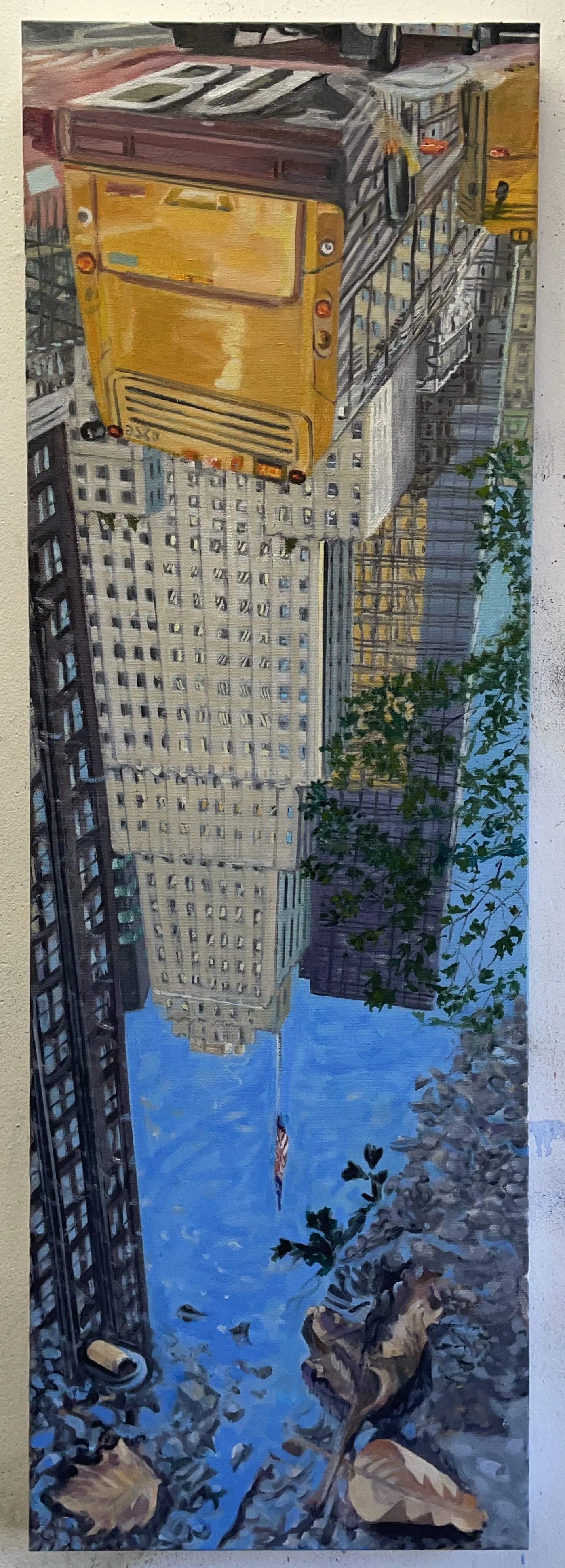 Bus Stop, Oil on Canvas, 3x x 12, 2025