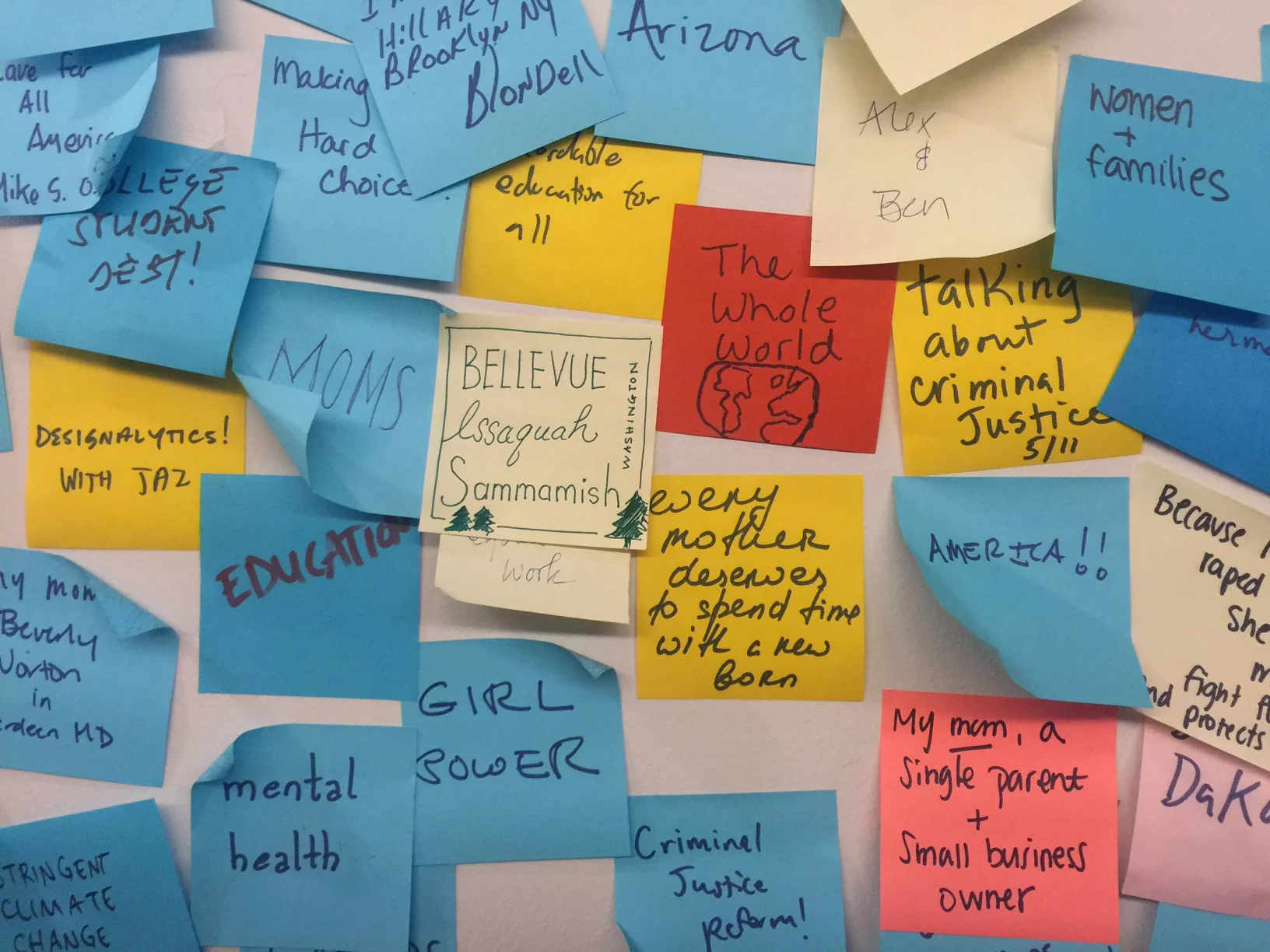 The "H Wall" where visitors post their hopes for Hillary's vision and goals.