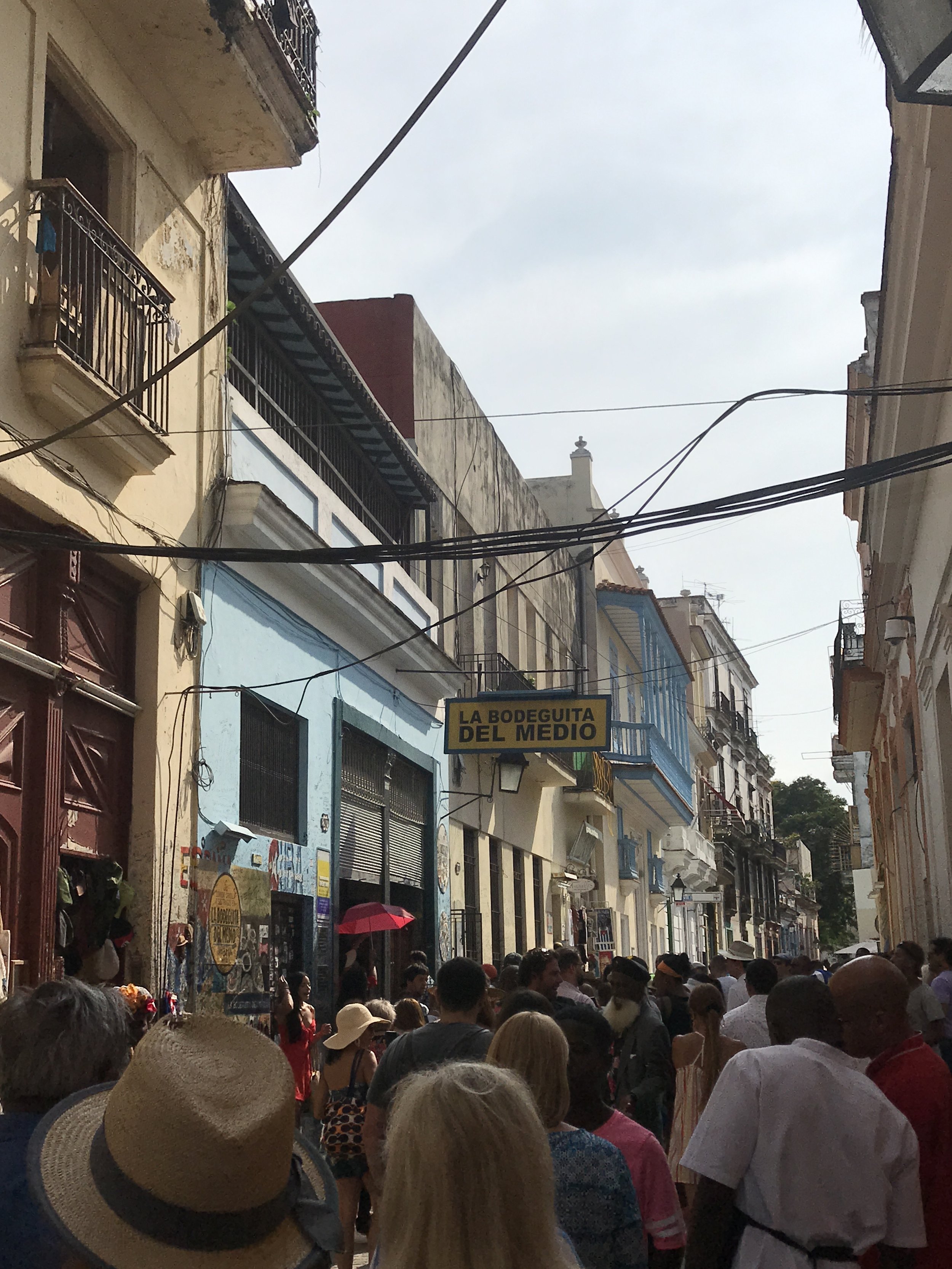 Popular street in Havana packed with tourist.