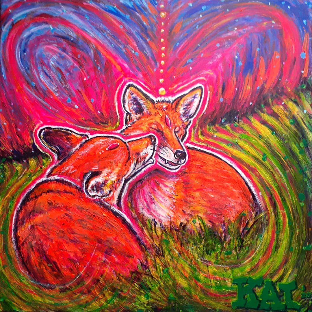 The Kiss (Intertwined Hearts)
36&quot; x 36&quot; Acrylic on Canvas 

#thekiss #intertwinedhearts #foxes #foxpainting #pghartist #pghart #acryliconcanvas #acrylicpainting #kaidevenitch #artistforhire #artistsoninstagram #fox #kiss #kissingcouple #kis