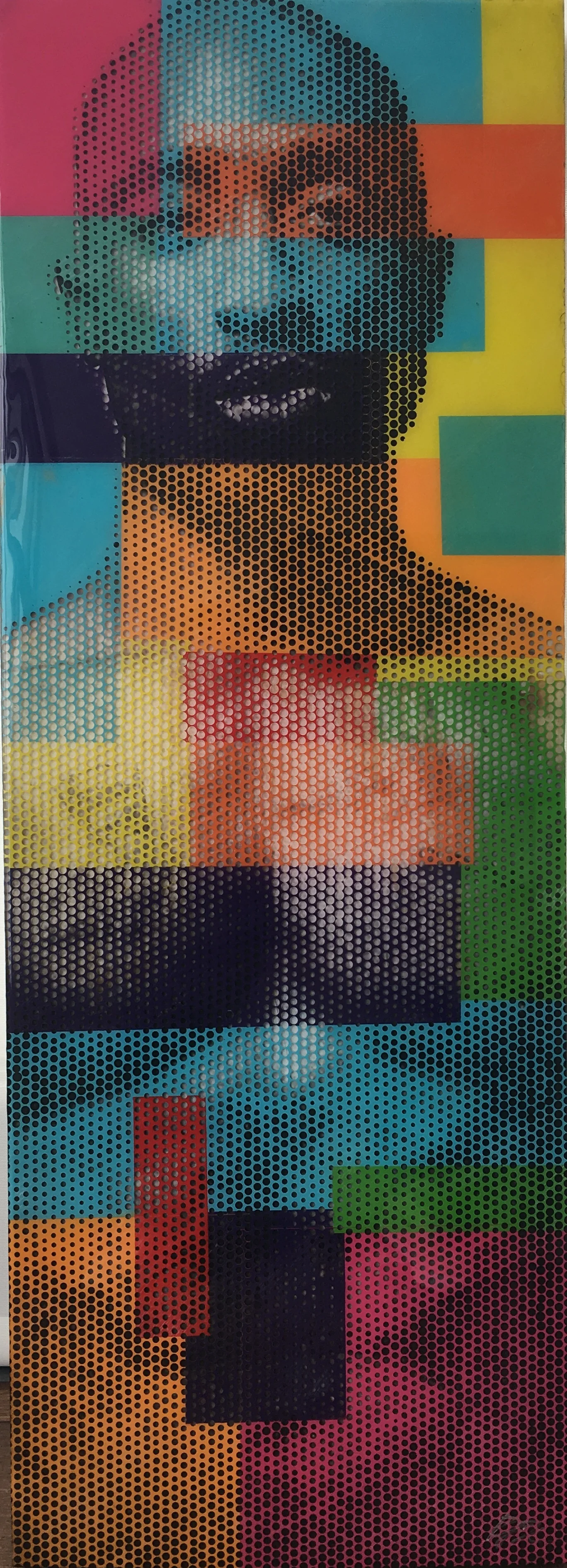 2ft x 4ft drilled halftone on layered resin - SOLD