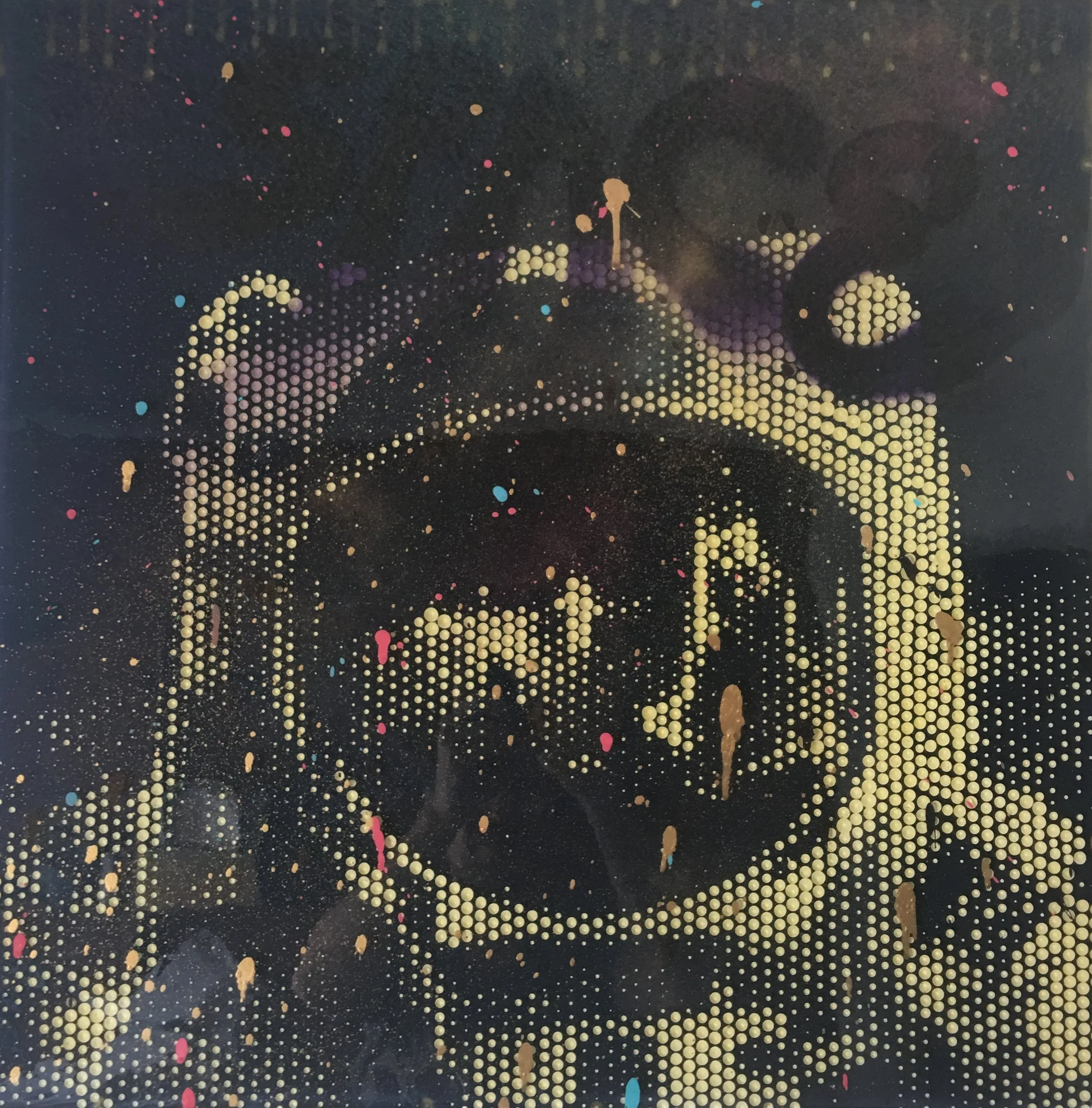 2ft x 2ft drilled halftone on resin coated acrylic - SOLD