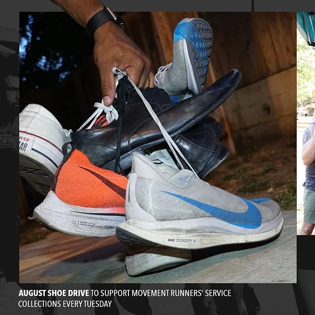 SERVICE
.
This month we're collecting shoes (of all kinds!) to support this month's #service that our #family over at @movementrunners is leading. We'll be collecting shoes at every #run this month, and have an ambitious goal of collecting 100!
.
So 