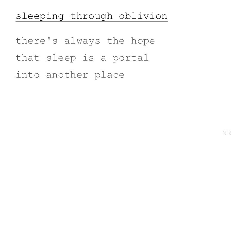 day 73: sleeping through oblivion