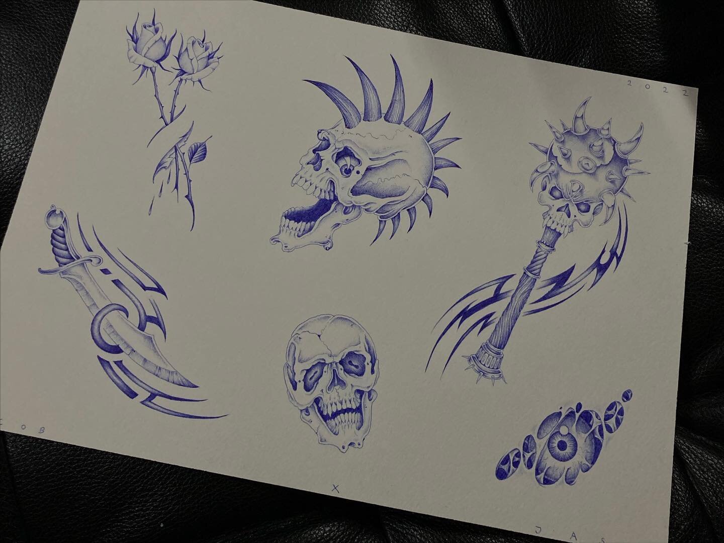 Ballpointpen on cottonrag paper, all designs available @viennaelectrictattoo