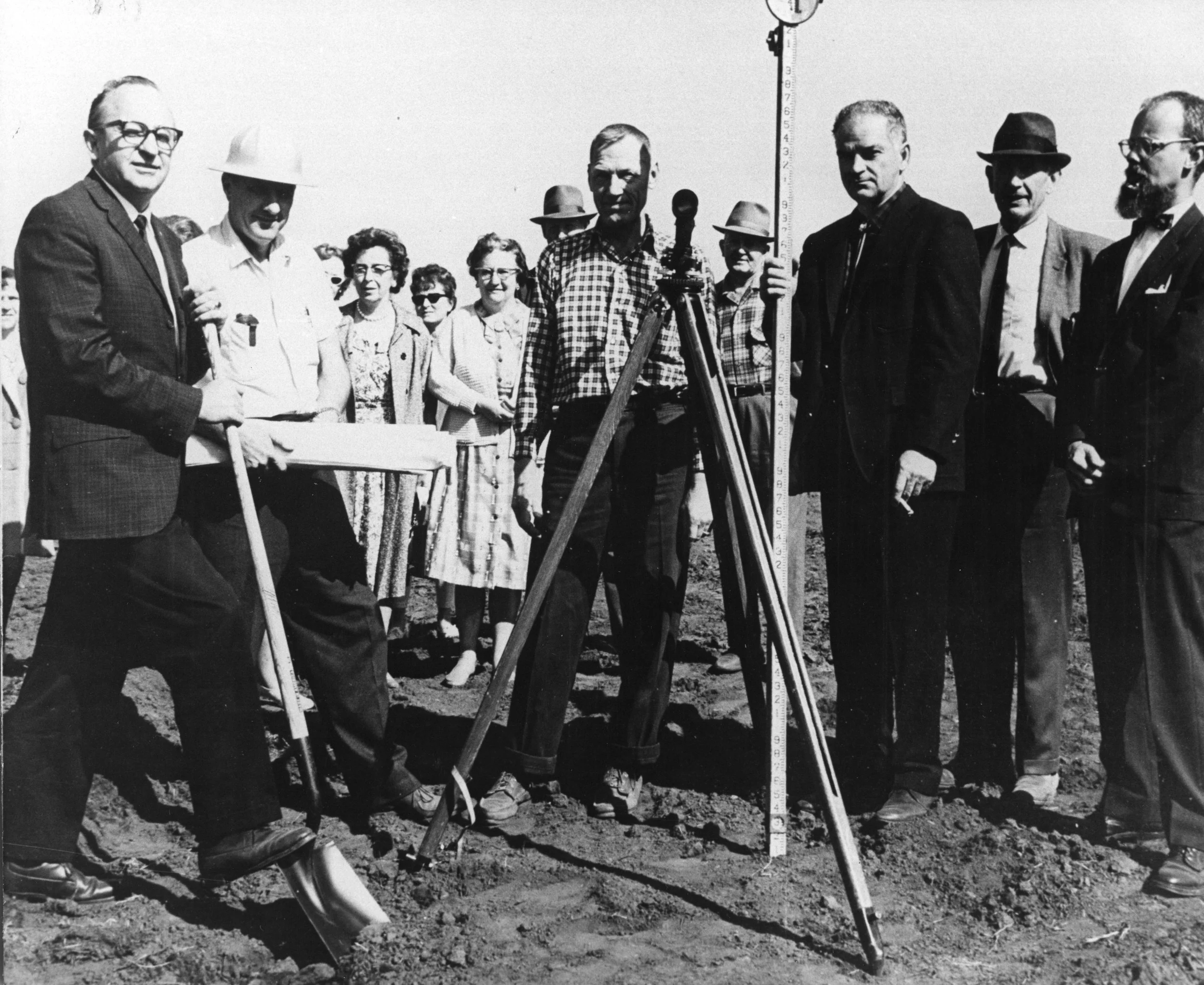 Breaking ground for the marine lab, June 1965. HSU President Siemens (far left), Marine Lab Director James Gast (far right). Photo: HSU.