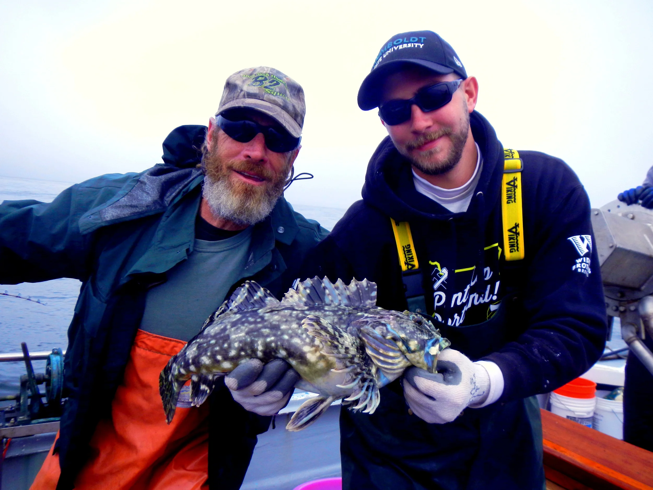 HSU Student Jay Stanton works with a volunteer angler to study the nearshore fish communities in a collaborative study lead by Dr. Tim Mulligan.