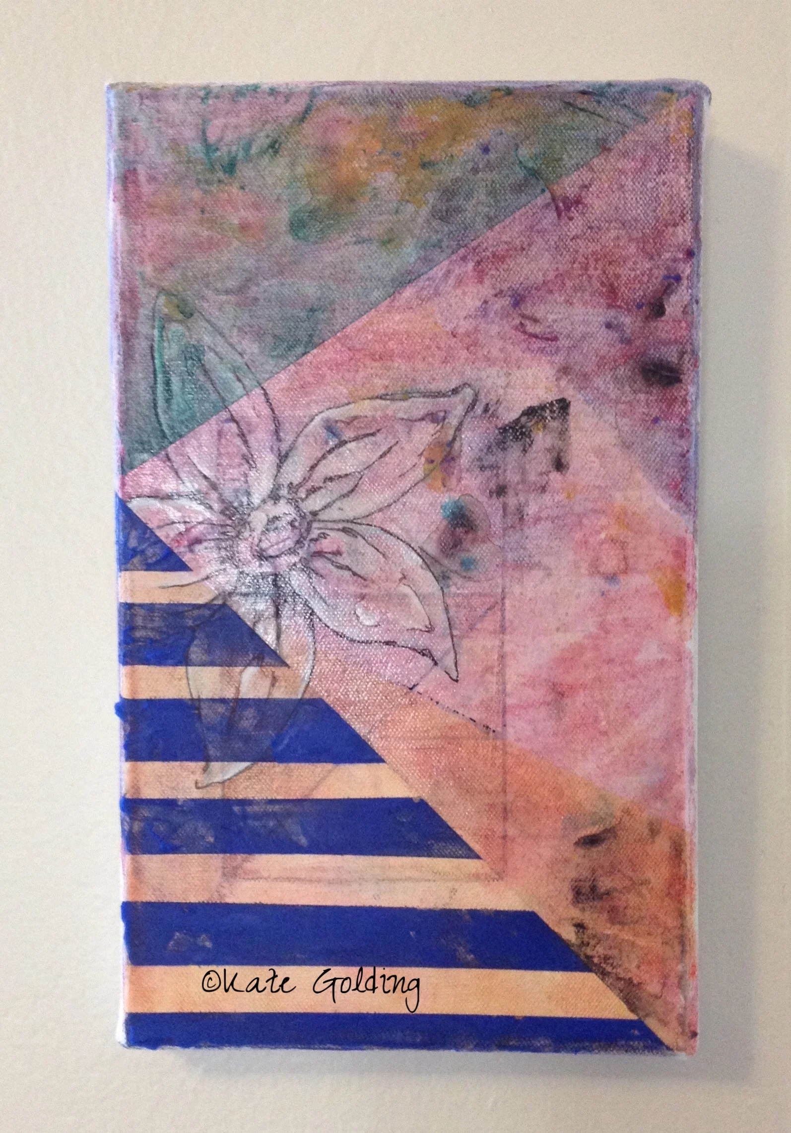  6"x10" mixed media painting: ink, acrylic, oil, wax. $385.&nbsp; 