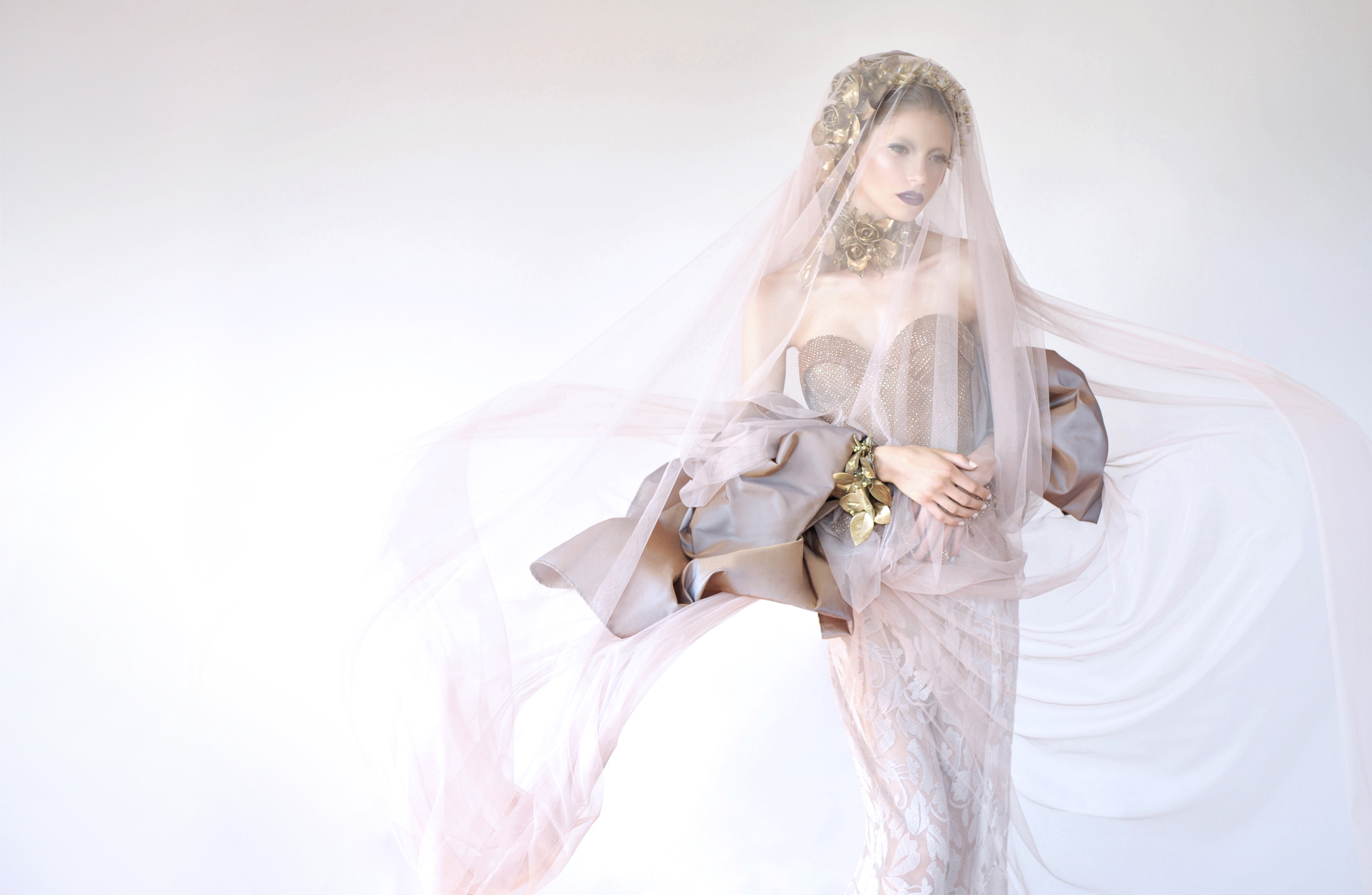 photo by Daniel Gagnon / garment by Jonathan Joseph Peters / hair by Betha Wood - Salon Bianco / make up by Holly Dalton / Custom Accessories by House of Cach Bridal