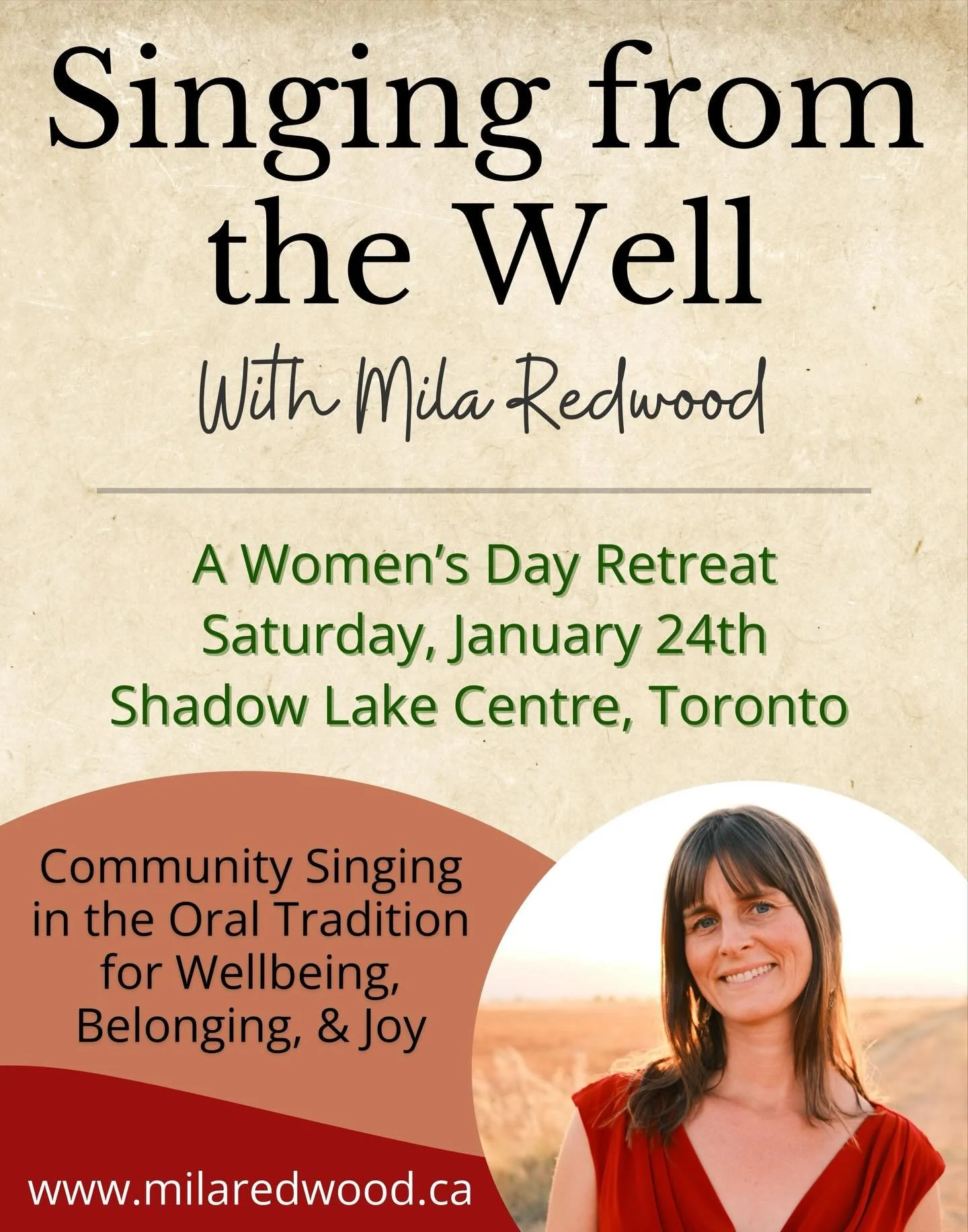 Singing from the Well:
A Women&rsquo;s Day Retreat ❄️ 
Saturday, January 24th, 10 am - 4:30 pm
Shadow Lake Centre
Stouffville, Ontario
(45 minutes north of Toronto)

Singing from the Well is back, and once again we&rsquo;ll come together in a beautif