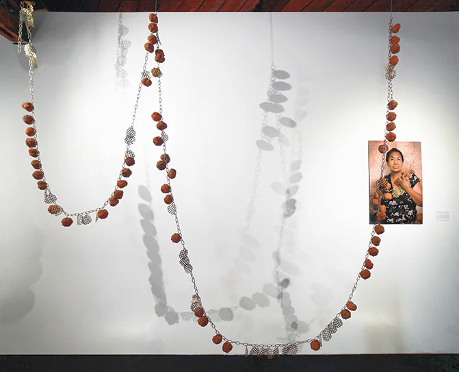Bety, 2017, Plaster, Sheet Metal, Chain, 11 x 11 x 1 feet