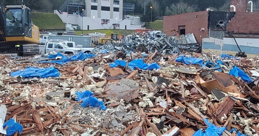 Kalama School Dist., more demolition of the old Elementary school &ndash; making way for new possibilities. Thanks Ted for sharing pictures. #Emerick #EmerickConstruction @kalamaschools