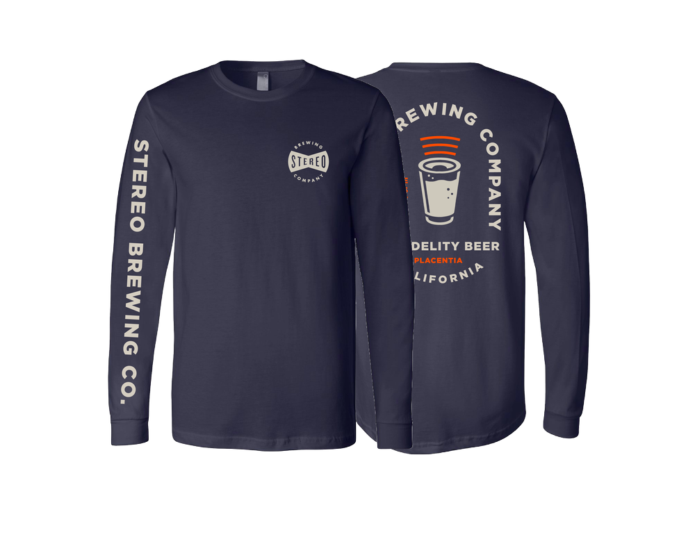 Tee Sleeve Navy Blue Stereo — Long Brewing