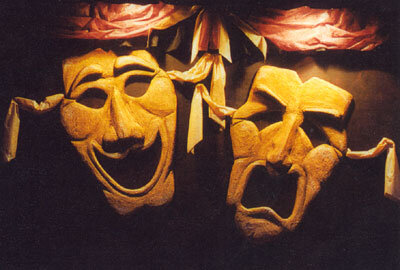 5’ tall comedy + drama masks