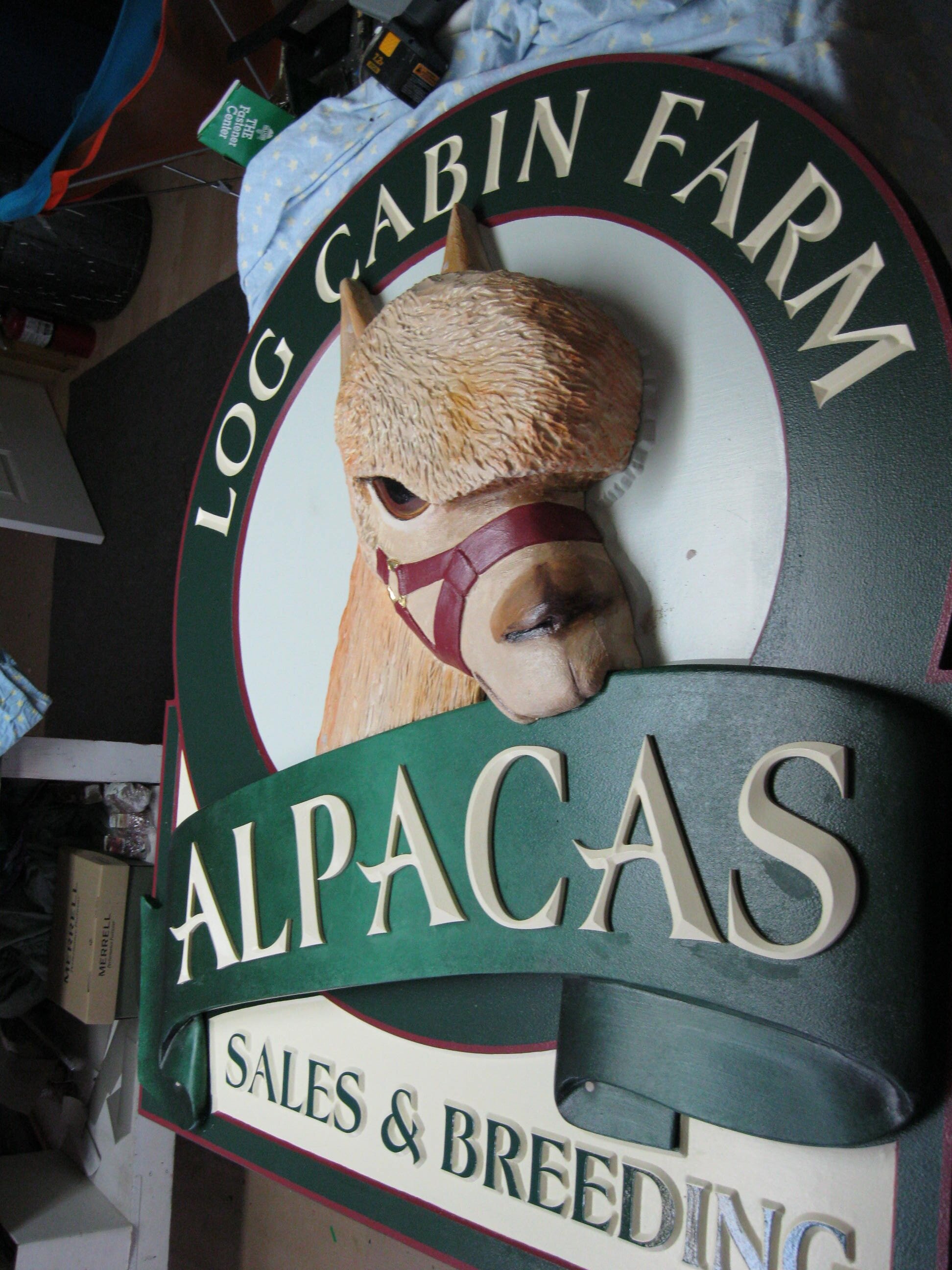  Sculpted, illustrated alpaca and banner ‘add-ons’ for the sign.  