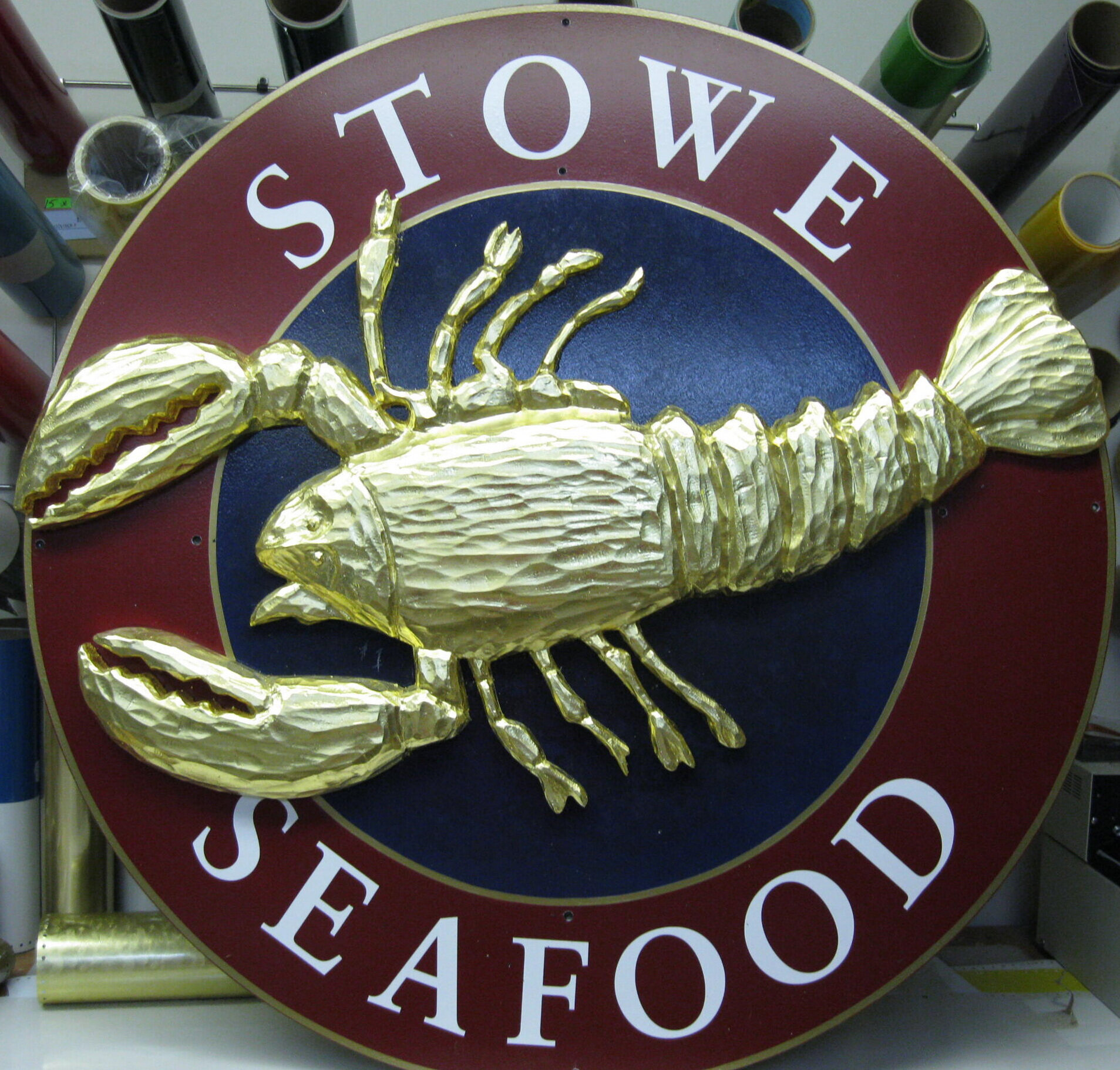  Sculpted and gilded lobster for an ‘add-on’ to the sign. 