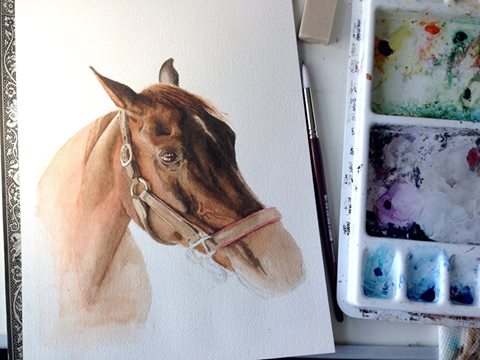 Tess in the works (9x12)