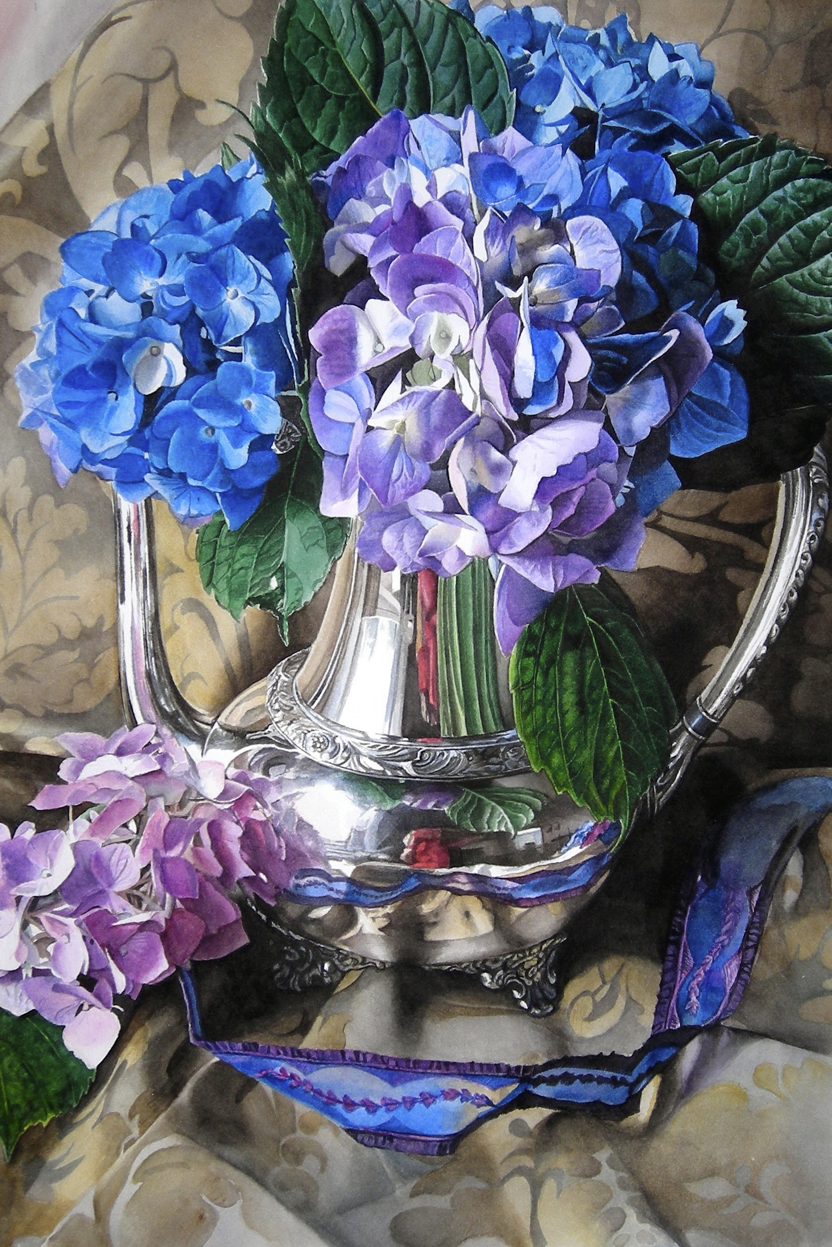 Details about   "Blue Hydrangeas" ~ Original fine Art Print 