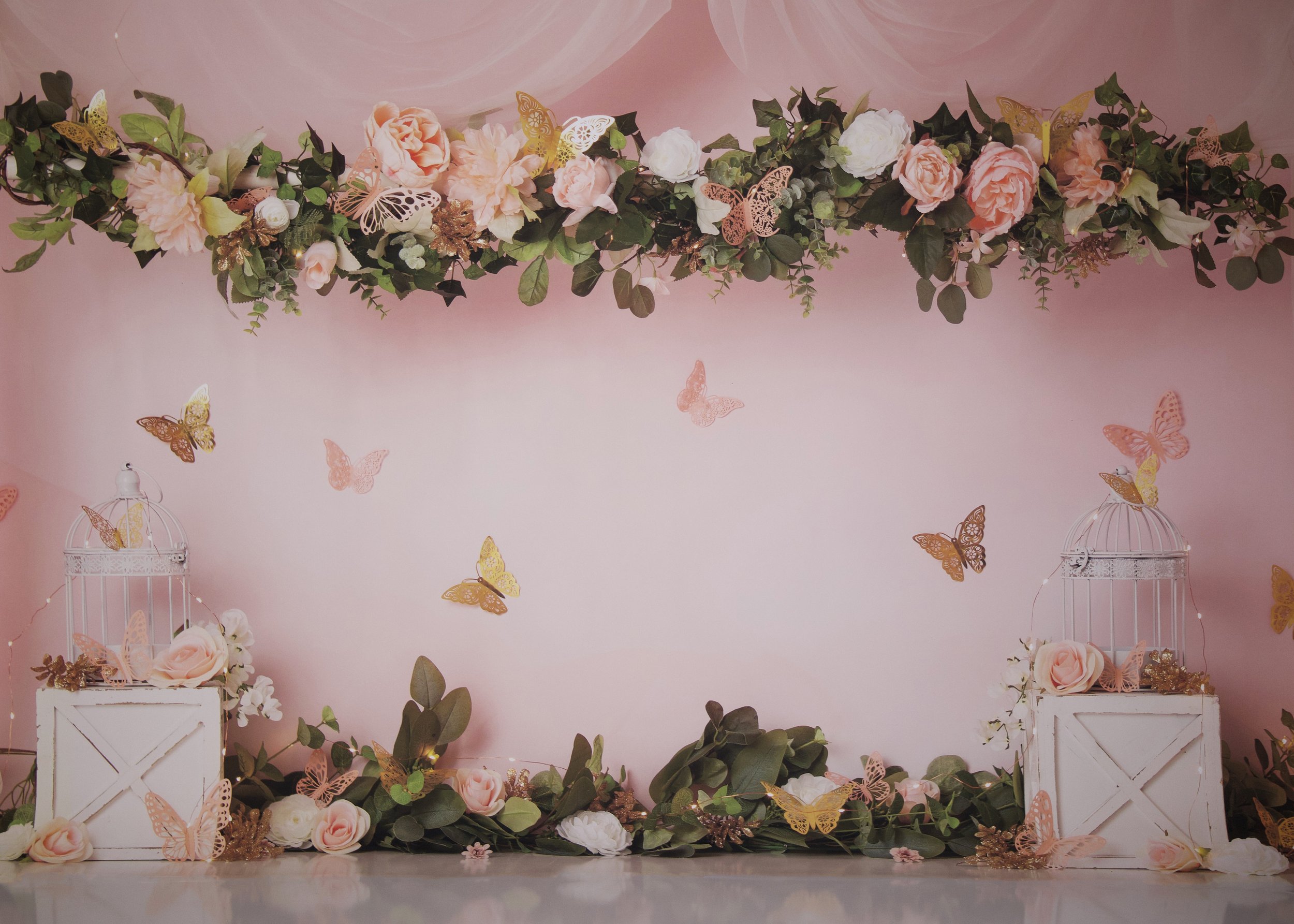Pink and Gold Butterfly (Greenery)