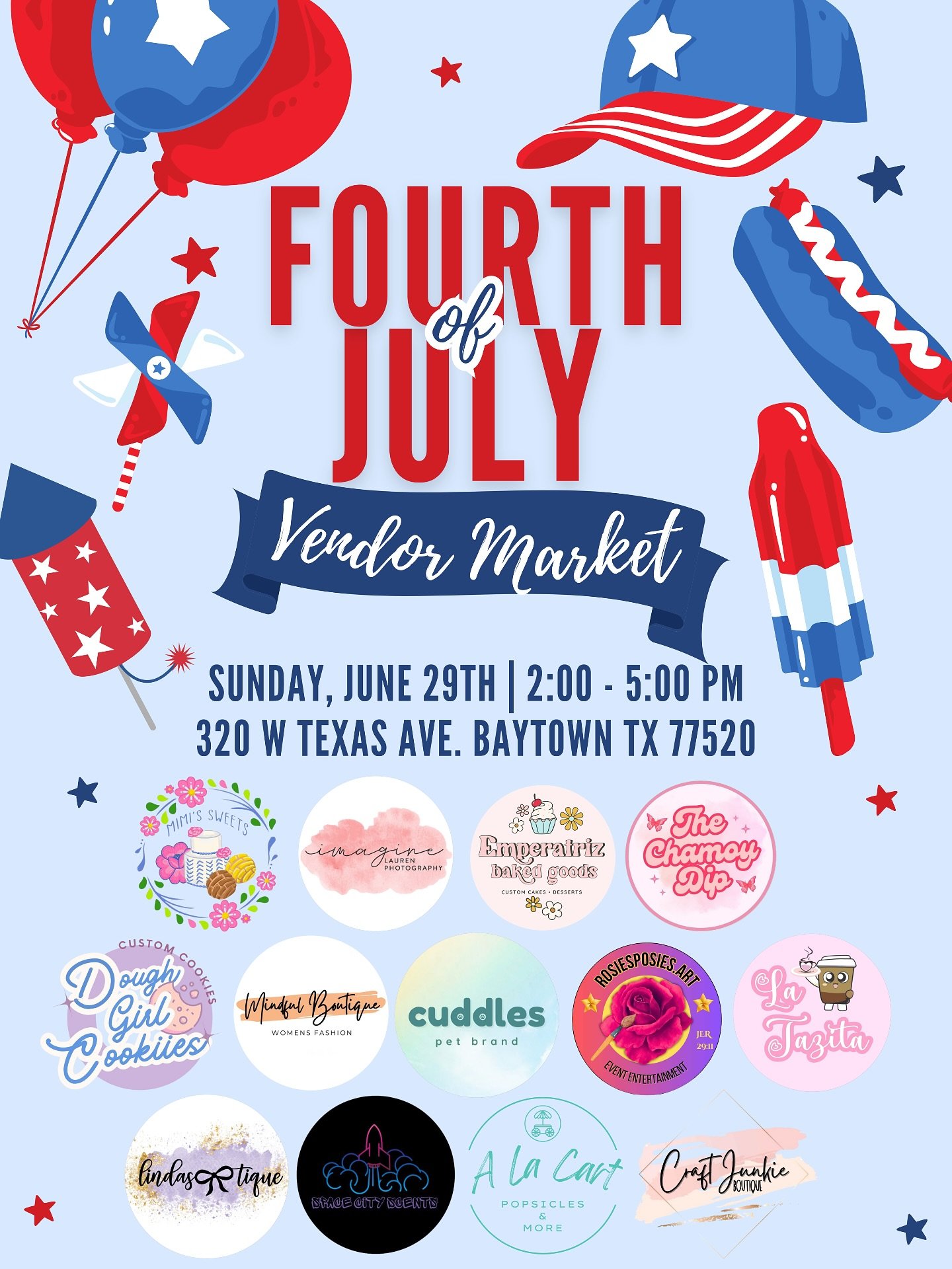 Hello Summer! ☀️ Join us and our small business besties for our first 4th of July Summer Market on Sunday, June 29th from 2-5 pm! 🎆🧨🇺🇸 $25.00 4th of July Minis, Face-paint, pastries, food cart, coffee, boutiques and more! Don&rsquo;t miss out! We