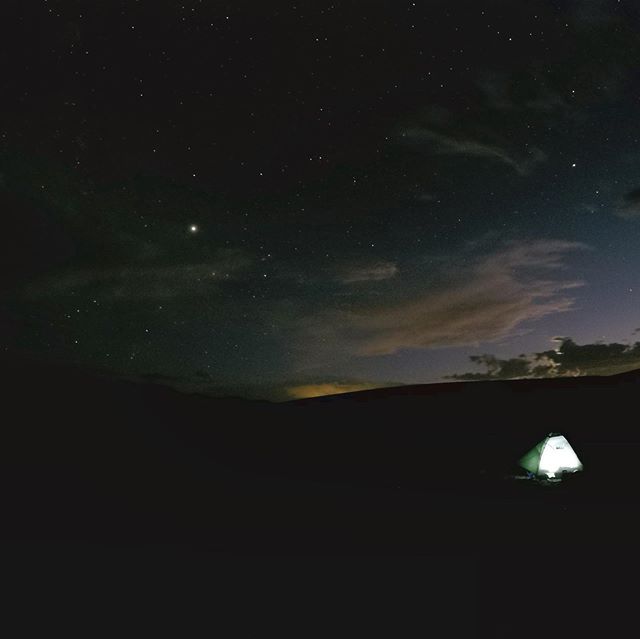 I&rsquo;ve never seen so many stars in my life. Took this night photo on the GoPro when the moon was still out. Props to @ashleykelnhofer for several attempts at the tent light so it wasn&rsquo;t over exposed #optoutside #goprohero