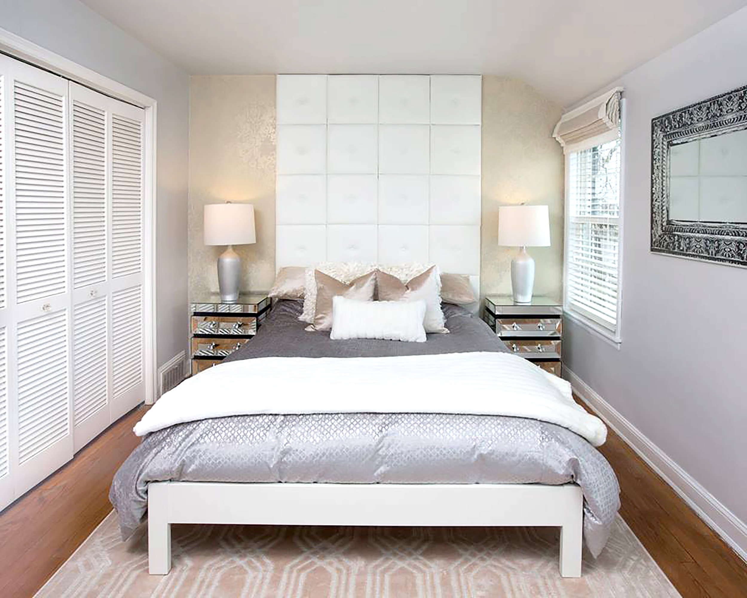Wall Pixels used as wall accent and headboard. Photo by Happy Interiors Group