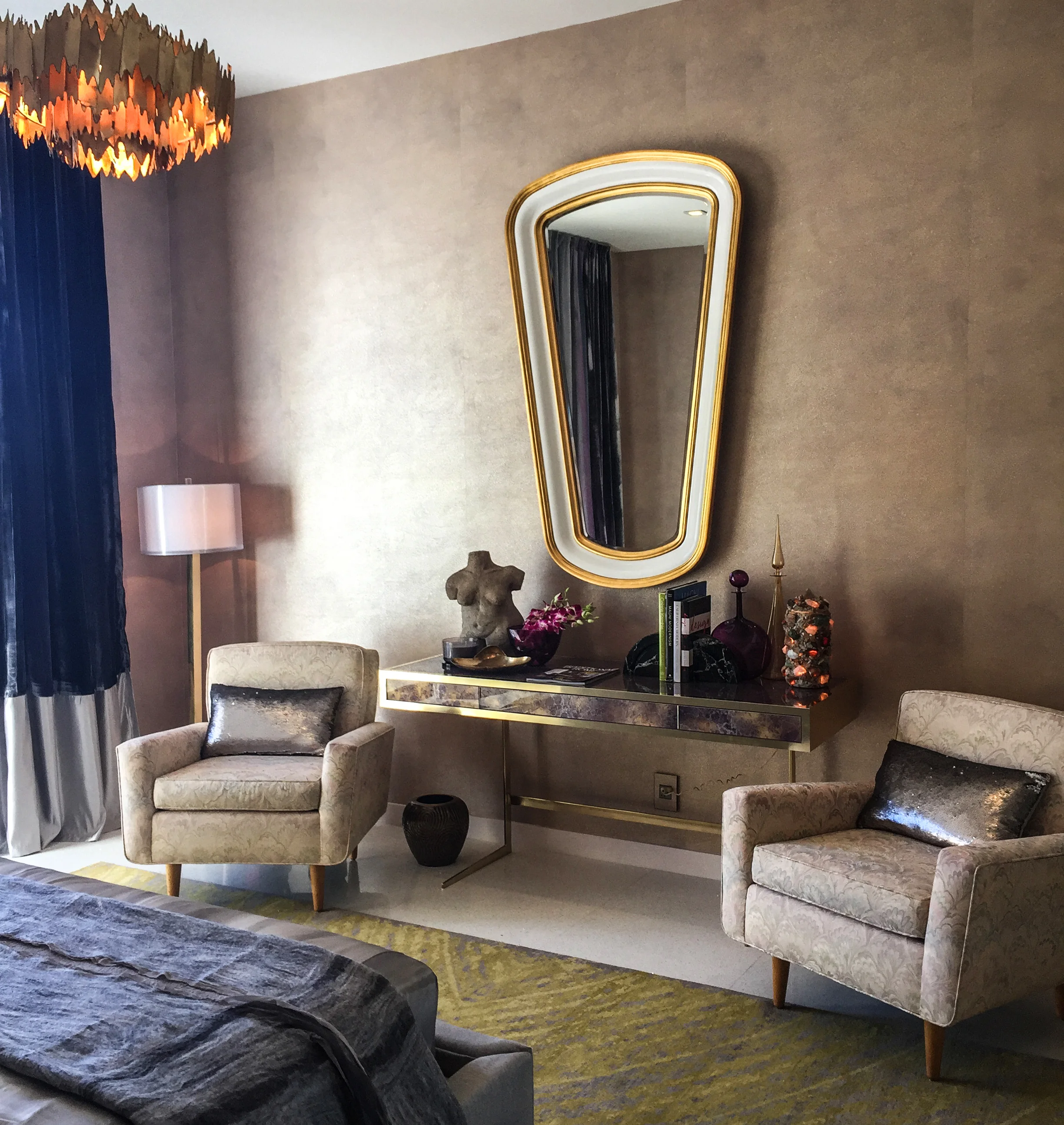 Darius Mirror in a room designed by Justin Shaulis Inc at the Christopher Kennedy Compound