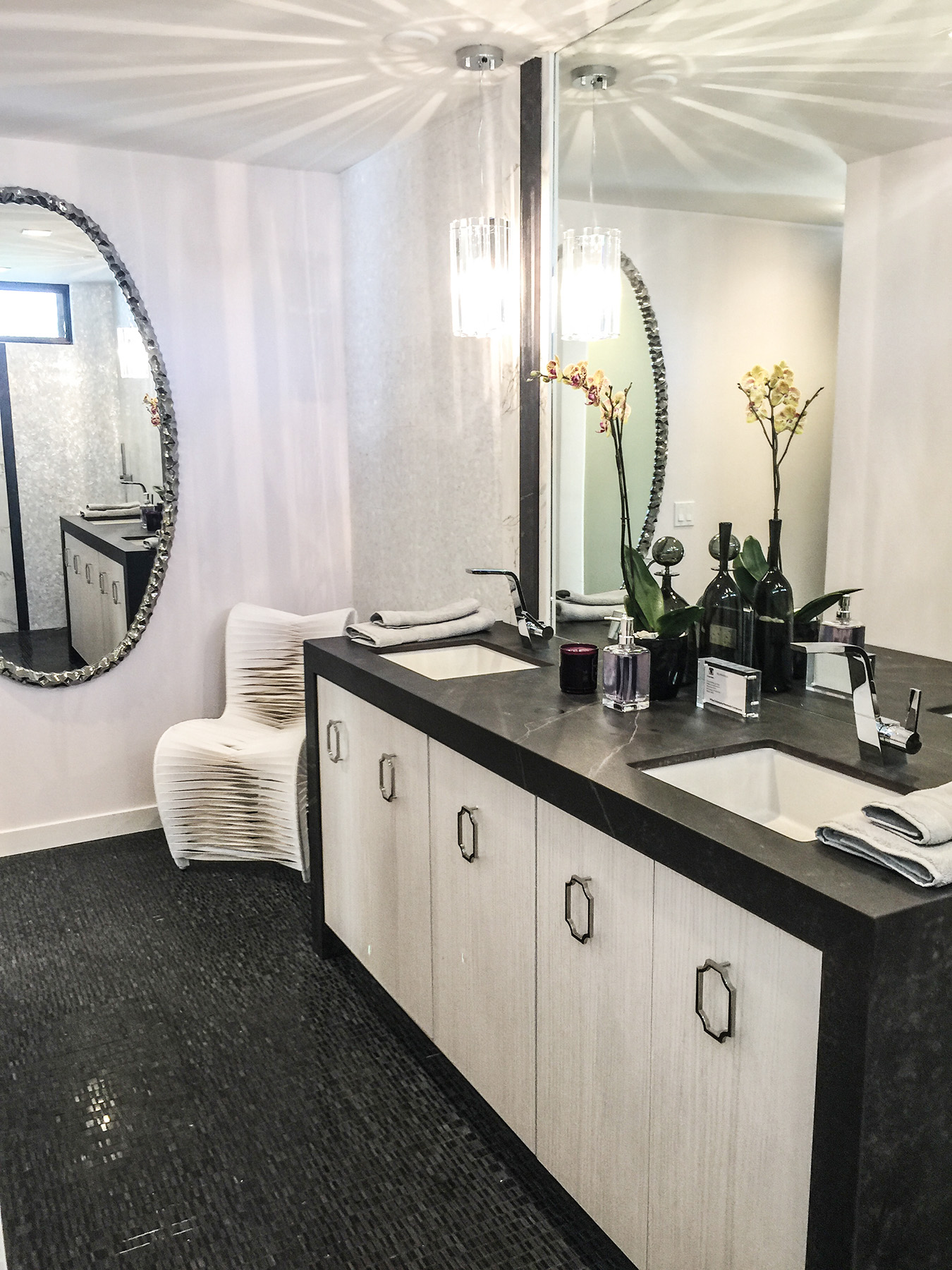 M emphis Mirror in a room designed by Justin Shaulis Inc at the Christopher Kennedy Compound