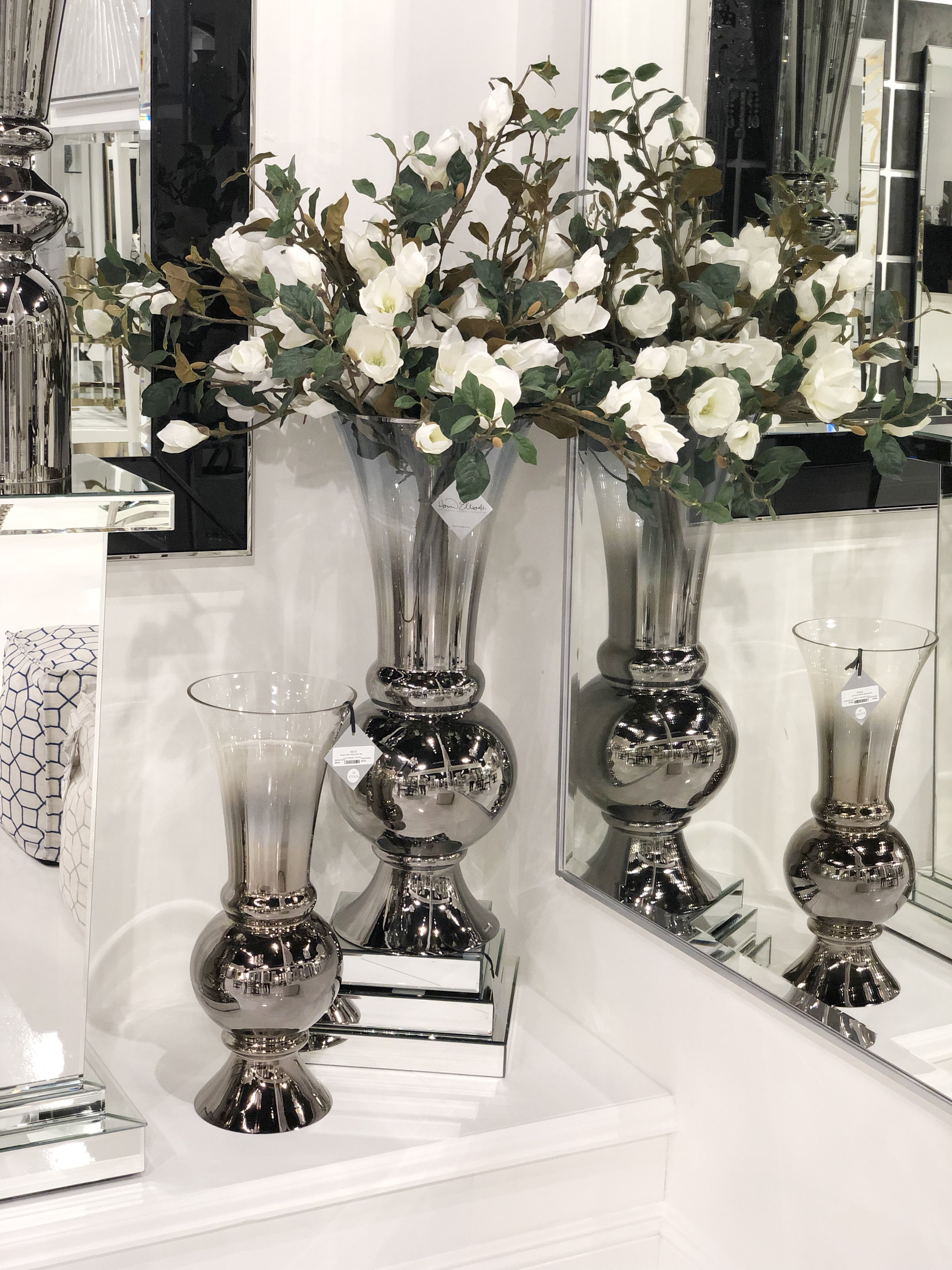 Metallic Chrome Glass Vases