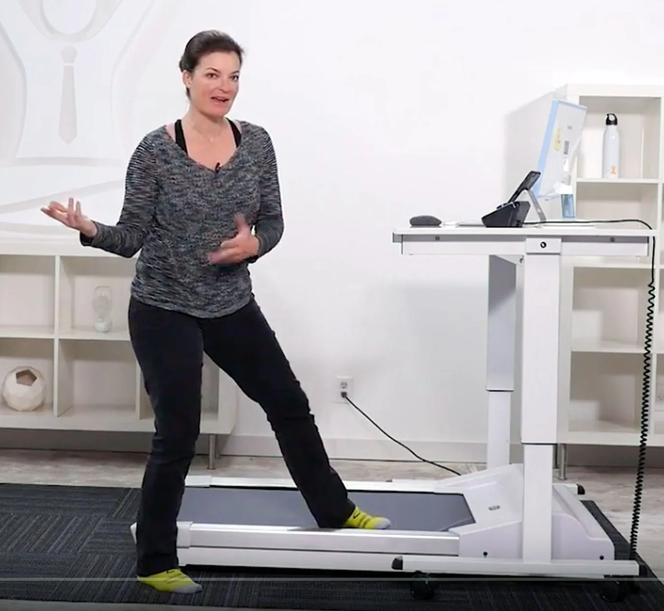 Jacki Burge in a Desk Yogi video
