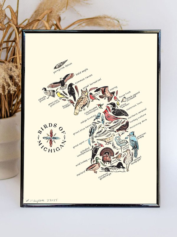 Birds of Michigan Map Print