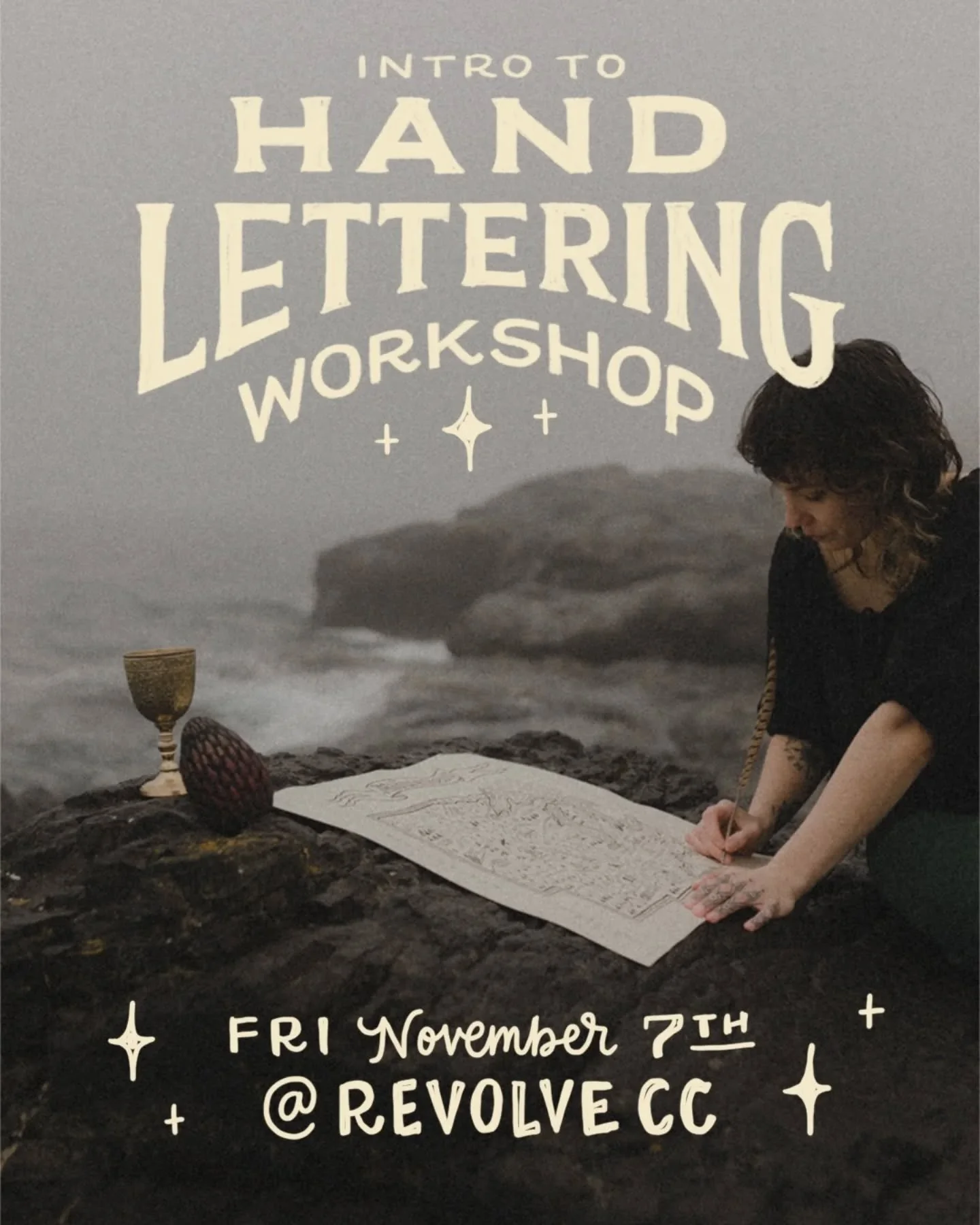 Come join me at @revolve_cc to learn hand lettering! We will be approaching letters in an artistic way, treating it more like drawing than writing. All materials provided. Tickets can be bought at revolvecc.net ✨