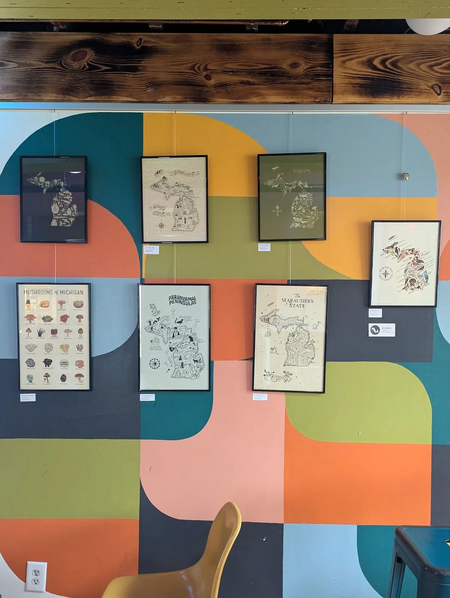 My art is up at @superiorculturemqt all November long! 

I did some fun embroidery pieces with leftovers from the bog fabric samples and some upcycled pants 👖