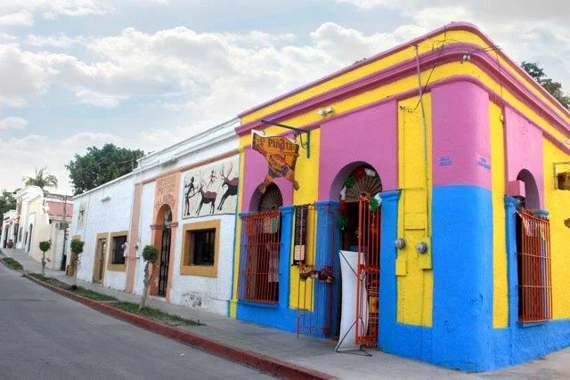 The colorful street of San Jose Del Cabo, Mexico.