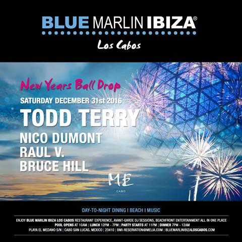 New Years Ball Drop at Blue Marlin Ibiza Los Cabos Leave the bustle of the city behind and ring in 2017 at Blue Marlin Ibiza Los Cabos with a day-to-night pool party and international restaurant experience. The marathon celebration (10 a.m. - 2 a.m.) features avant-garde DJ sessions headlined by Todd Terry and amazing beachfront entertainment while overlooking the glittering Sea of Cortez and world-famous El Arco rock formation from the pool deck at ME Cabo. BMI Los Cabos is the latest addition to the ME by Meliá resort, which completed a $16 million renovation earlier this year to highlight local Mexican culture and design and elevate the guest experience. It is also premier international lifestyle brand Blue Marlin Ibiza’s first cosmopolitan beach club in the Americas, joining a collection of destinations from Dubai to Cannes to the Ibiza original. Book your reservations HERE . For table reservations and bottle service, contact bmi-reservation@ melia.com or (+52) 624 122 2001.