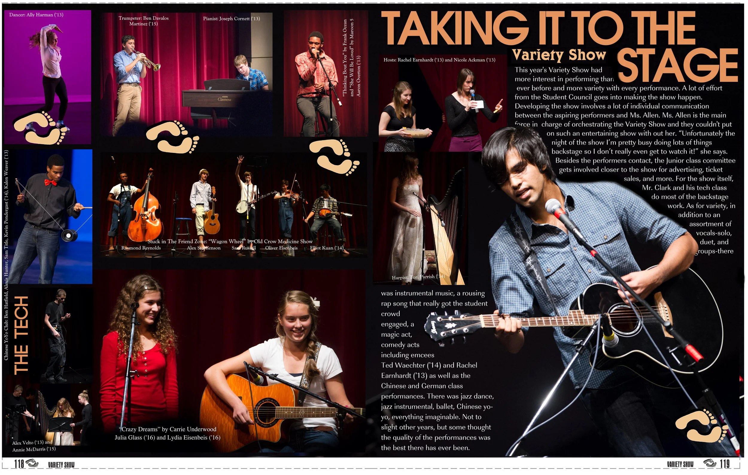 Example "Talent Show" Page for "No Boundaries" Yearbook, 2013