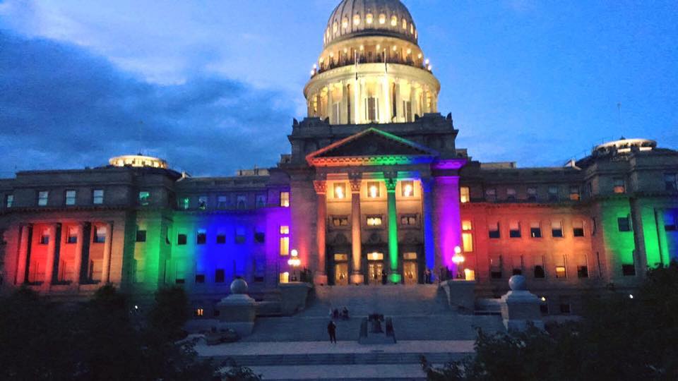 The state house refused to light up the Capital in remembrance for the victims of Orlando, or for Pride week. A local volunteer donated lights and time to make it happen anyway. Thank you <3