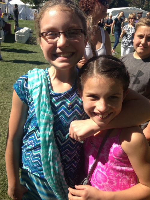 Rhiannon and Charlotte at Art in the Park. Check out her mama's blog, Bangs are better than Botox.
