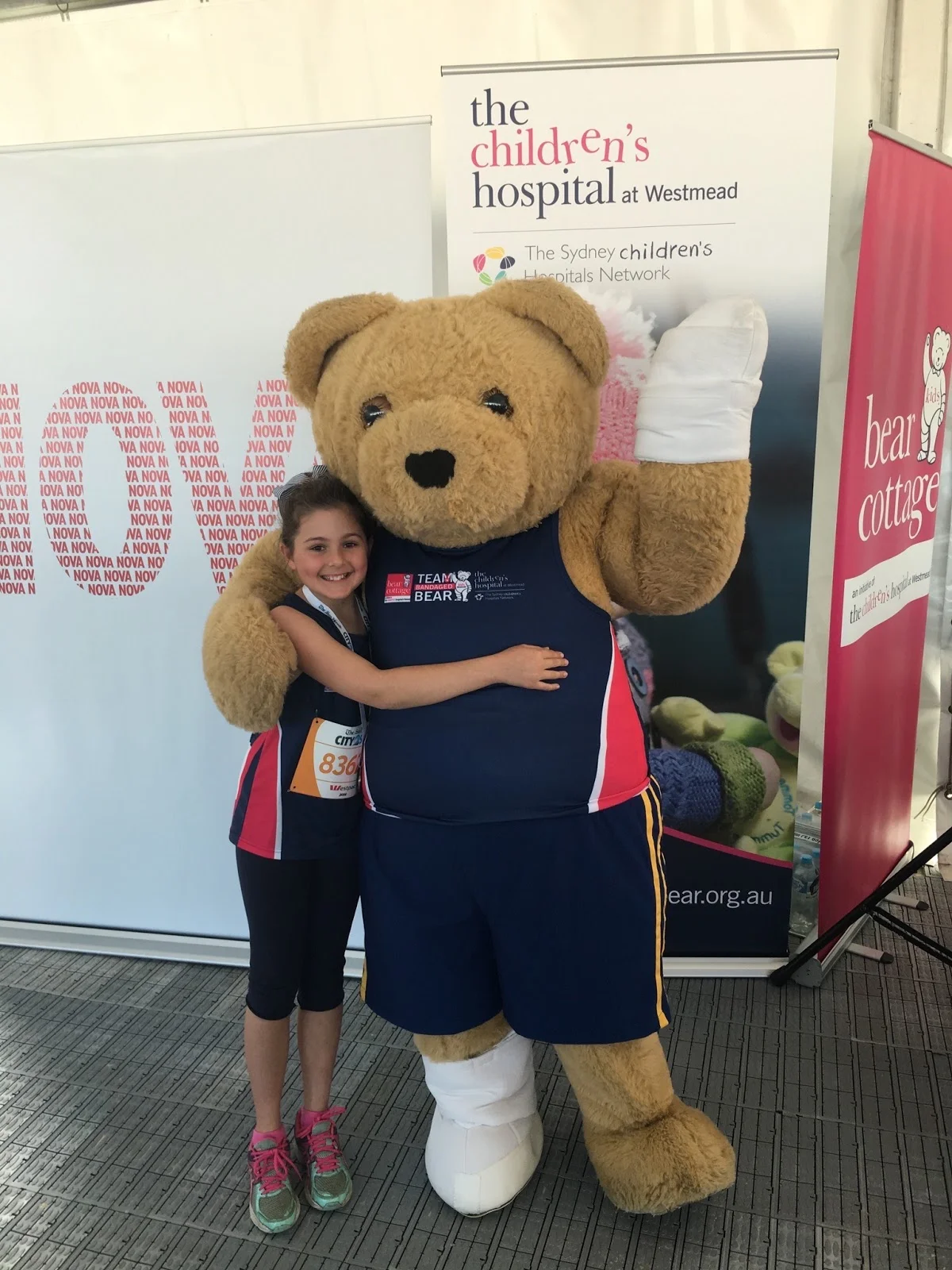 Eden with her favourite mascot Bandaged Bear.