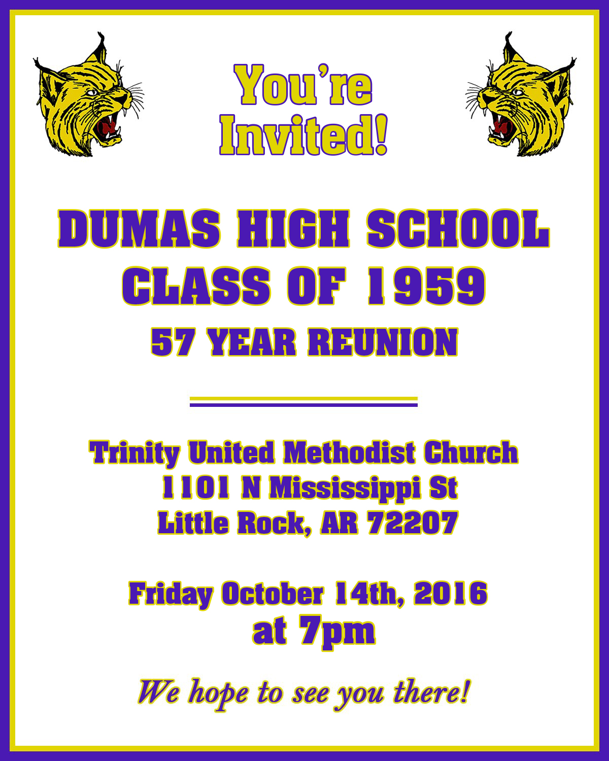 Dumas High School Reunion Invite