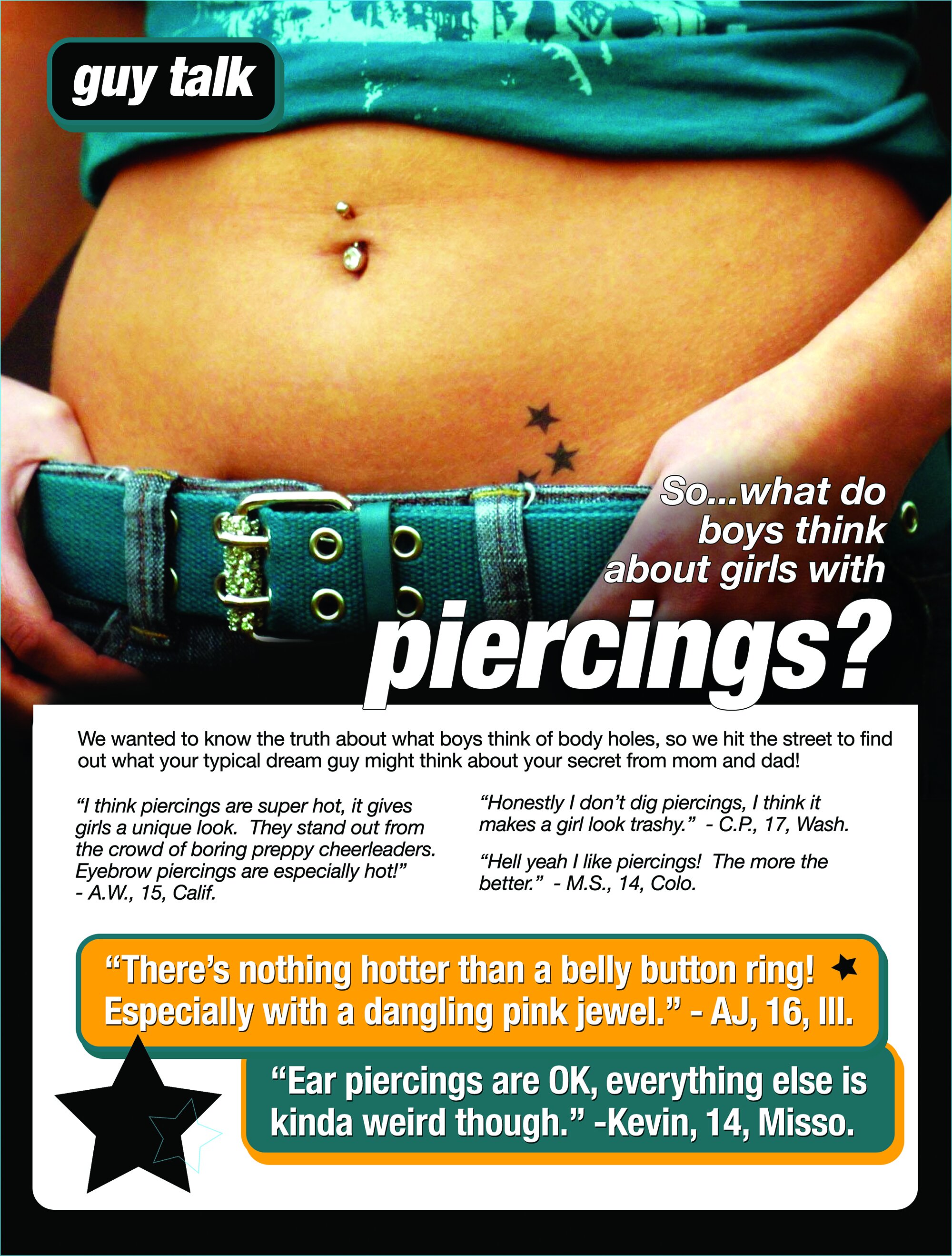Pre-teen Magazine Piercing Page