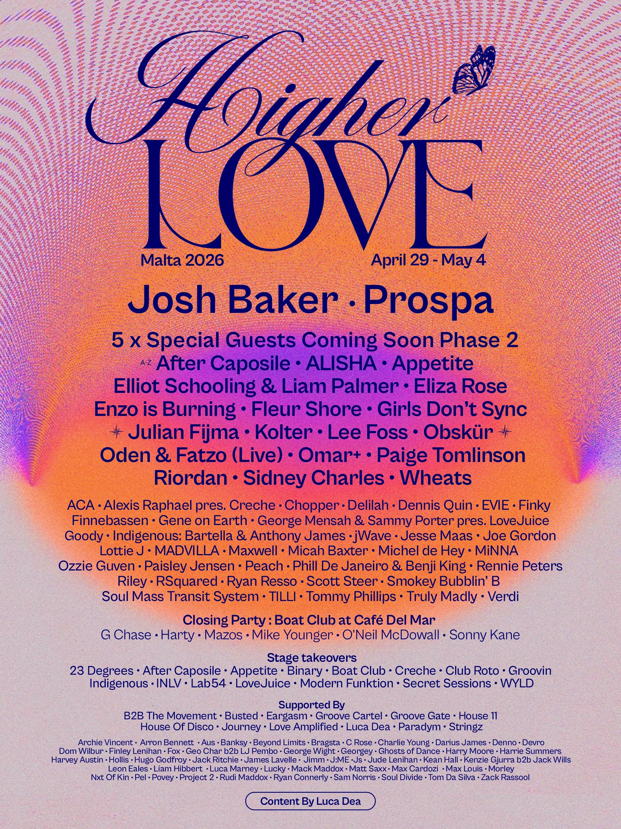 HIGHER LOVE MALTA UNVEILS EPIC FIRST NAMES FOR 2026 EDITION