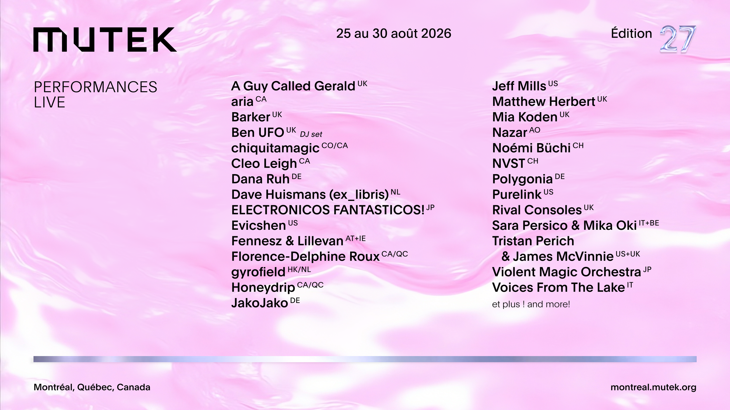  MUTEK MONTRÉAL ANNOUNCES FIRST ARTISTS FOR 27TH EDITION  