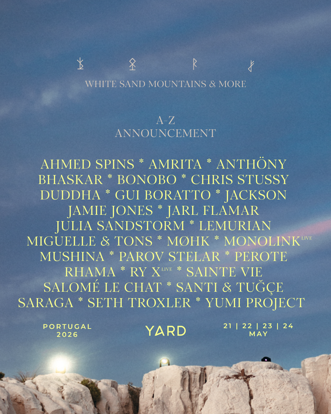 YARD FESTIVAL PORTUGAL FINALISES 2026 LINEUP WITH BONOBO, JAMIE JONES, CHRIS STUSSY, SETH TROXLER, MONOLINK, RY X LIVE AND MORE