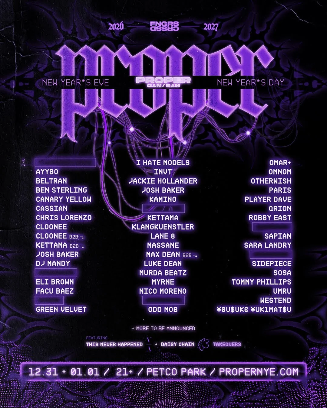 FNGRS CRSSD ANNOUNCES PROPER NYE/NYD 2026 LINEUP