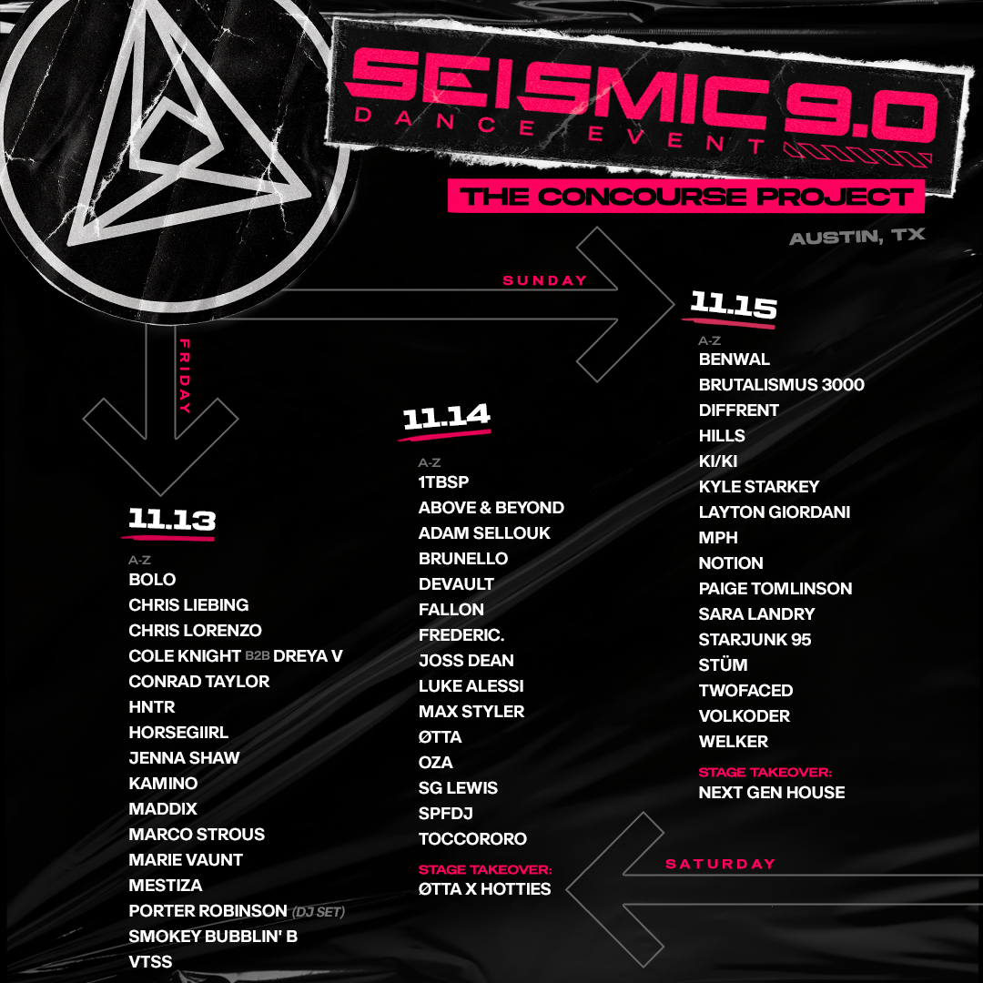 SEISMIC DANCE EVENT ANNOUNCES PHASE TWO ADDITIONS FOR 9.0 EDITION