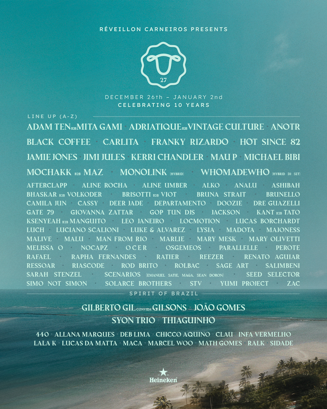 RÉVEILLON CARNEIROS CELEBRATES 10 YEARS WITH BLACK COFFEE, MICHAEL BIBI, ANOTR AND JAMIE JONES